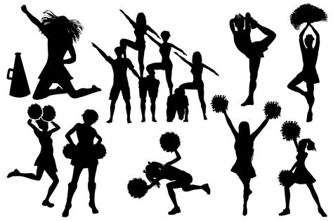 Cheerleader Silhouettes Ai Eps Png Silhouette Clip Art Graphic