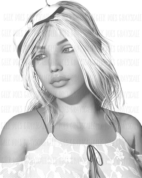 Grayscale Woman Portrait Coloring Page Grayscale
