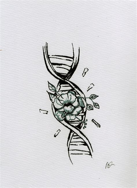Dna And Rose Flower Tattoo Design Etsy