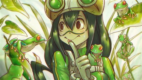 Desktop Wallpaper Frogs Anime Girl My Hero Academia Tsuyu Asui Hd