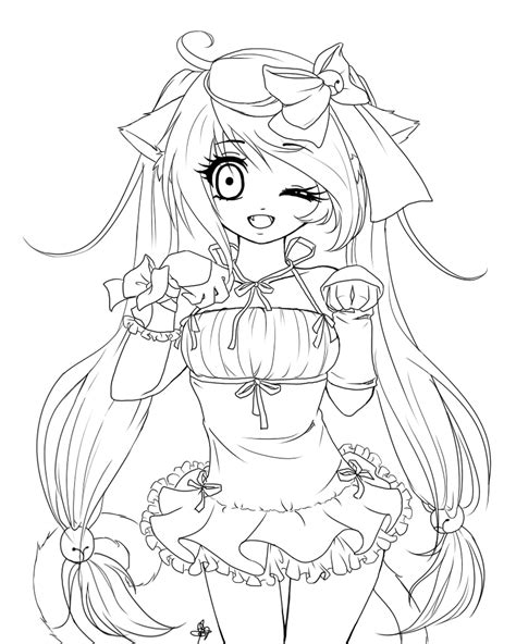 Cute Anime Girls Free Coloring Page