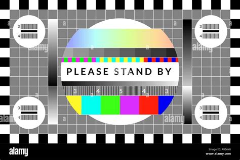 Retro Tv Test Screen Old Calibration Chip Chart Pattern Stock Vector