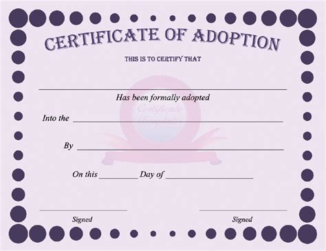 Fake Adoption Certificate Free Printable