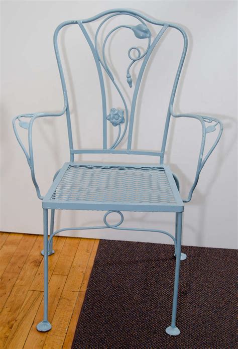 Vintage Salterini Wrought Iron Table And Chairs In Powder Blue At 1stdibs