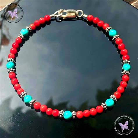 Coral Turquoise Bead Bracelet