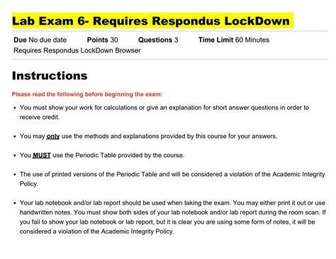 SOLUTION Lab Exam 6 Requires Respondus Lockdown Browser General