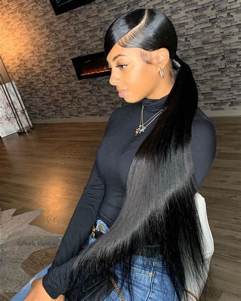 Breathtaking Weave Ponytail Hairstyles For Black Hair Long Wavy Side