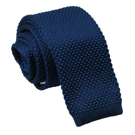 Mens Knitted Navy Blue Tie