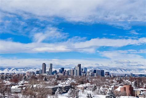 Photo View Of The Denver Skyline After The Blizzard