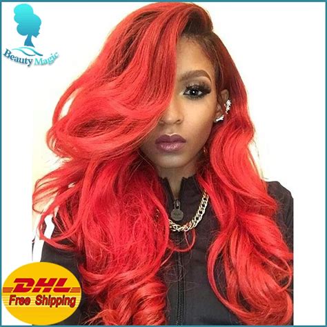 red lace front wig ombre synthetic lace front wig good quality ombre red wigs dark roots heat