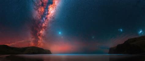 2560x1080 Milky Way Rises At A Remote Bay Near Christchurch 4k