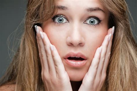 Woman With Surprised Expression Stock Image Image Of Horror Amazement 9444419