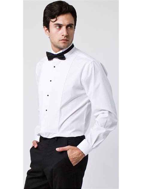 Mens Textured Slim Fit French Cuff Lay Down Cotton Tuxedo Shirt Ebay