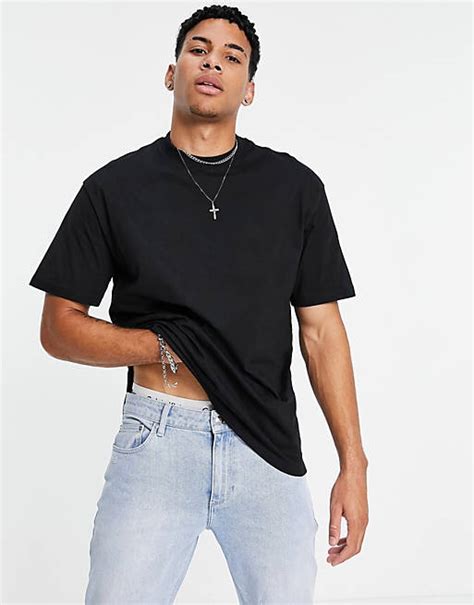 Topman Oversized Neck T Shirt In Black Asos