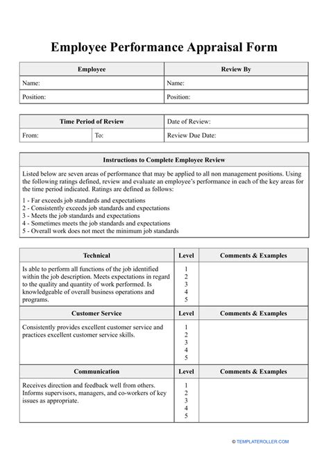 Employee Performance Appraisal Form Com