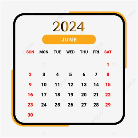 Gambar Kalender Bulan Juni 2024 Dengan Gaya Unik Hitam Dan Kuning