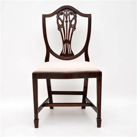 Set Of Antique Sheraton Style Mahogany Shield Back Dining Chairs Marylebone Antiques