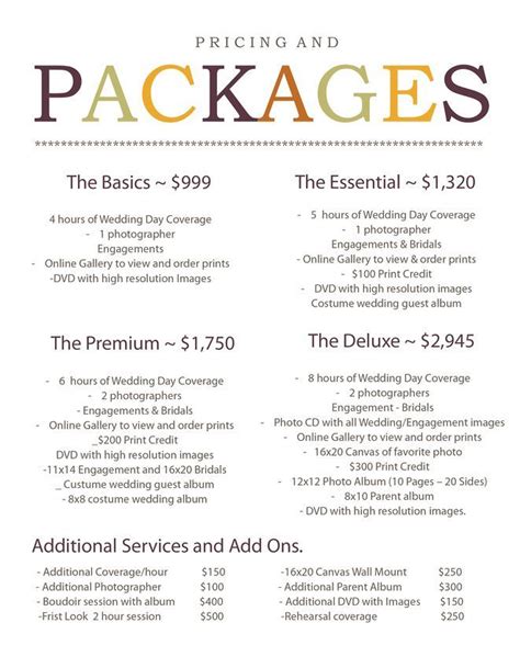 Fabric sewing, quilting & knitting : Introducing 2014 Wedding Photography Pricing and Packages. | Photography pricing, Photography ...
