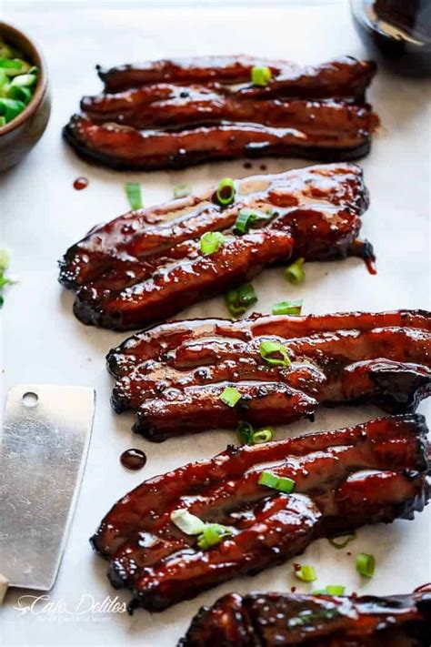 Char siu (叉烧) is a type of cantonese roast meat. Sticky Chinese Barbecue Pork Belly (Char Siu) - Cafe Delites