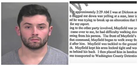 Fayetteville Police Release Officers Account Of Baker Mayfield Arrest