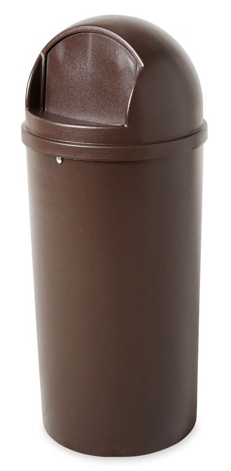 Rubbermaid Commercial Products 15 Gal Round Trash Can Plastic Brown