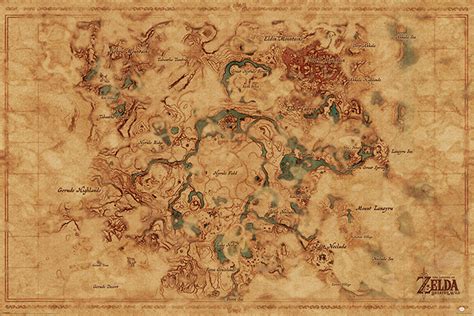 The Legend Of Zelda Breath Of The Wild Hyrule World Map Poster