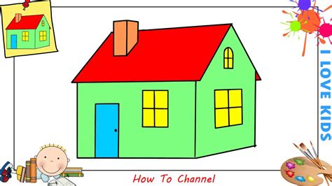 How To Draw A House Easy Drawing Step By Step Tutorials For Kids