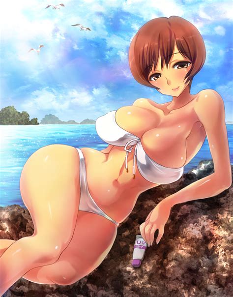 Toumeikun Toyohara Etsuko Super Real Mahjong Beach Bikini Breasts Cleavage Swimsuit