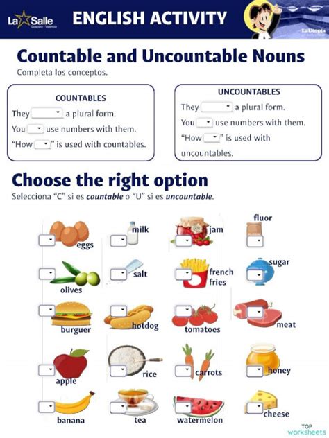 Food Countables And Uncountables Ficha Interactiva Topworksheets