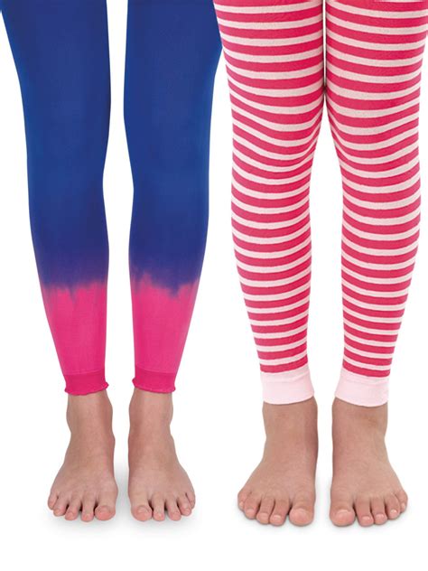 Jefferies Socks Girls Tights 2 Pack Dip Dye Stripe Wave Pattern