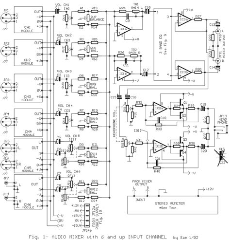 Schematic And Wiring Diagram Audio Mixer 6 Channel Circuit