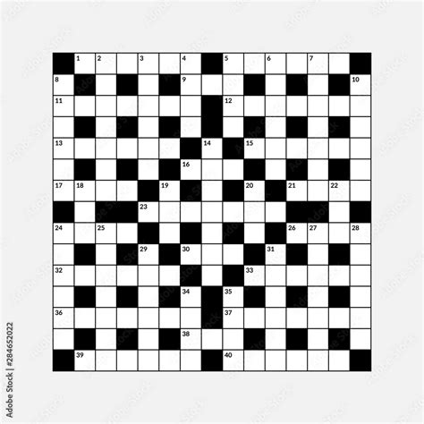 15x15 Crossword Puzzle Vector Illustration Empty Squares Stock Vector