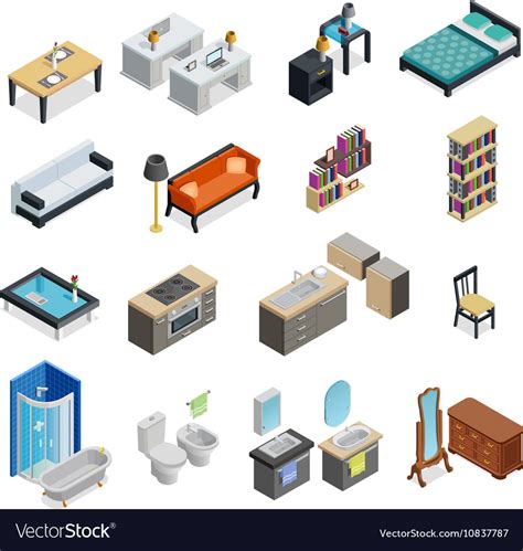 Interior Isometric Objects Set Royalty Free Vector Image