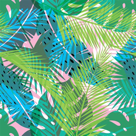 Tropical Summer Print With Palm Seamless Pattern 294135 Vector Art At