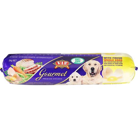Vip Gourmet Adult Chilled Fresh Dog Food Roll Premium Chicken 3kg