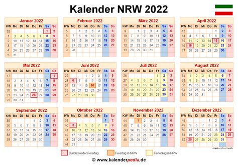 Kalender 2022 Nrw Zum Ausdrucken Kostenlos