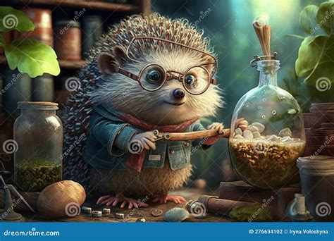 Hedgehog Scientist A Colorful And Expressive 3d Character Desig Stock