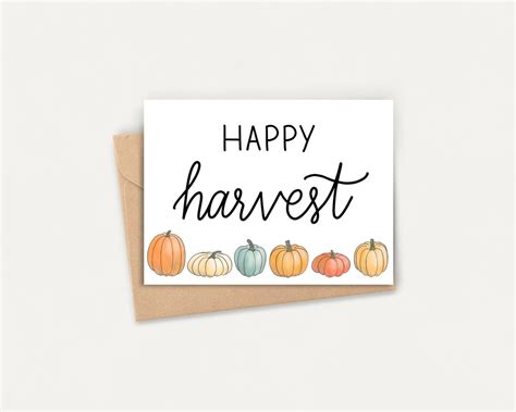 Printable Happy Harvest Fall Blank Card Printable Note Card Etsy