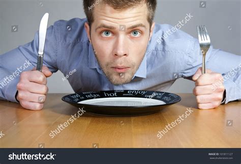 Hungry Man Waiting To Be Served Stock Photo 101811127 Shutterstock
