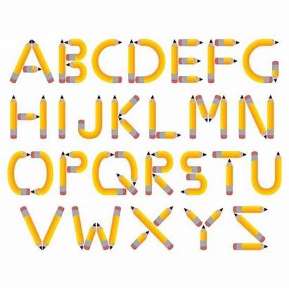 Alphabet Pencil Letters Clipart Digital Clip Font