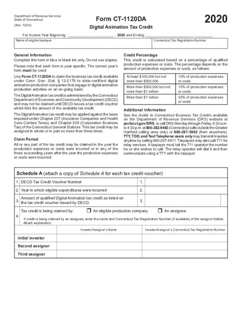 2020 2022 Form Ct Drs Ct 1120da Fill Online Printable Fillable Blank