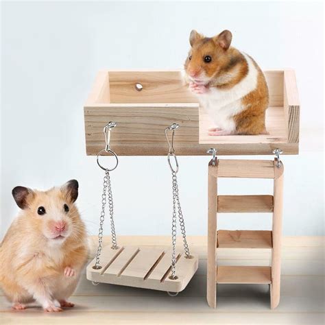Hamster Chew Toys Natural Wooden Dumbbells Exercise Bell Roller Teeth