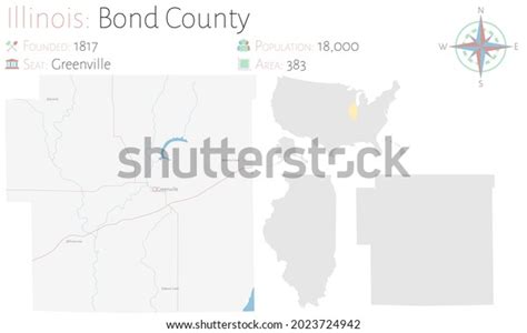 Large Detailed Map Bond County Illinois Stock Vector Royalty Free