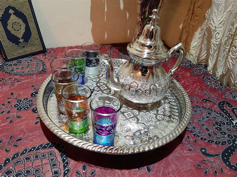 Moroccan Tea Set Teapot With A Tea Tray And Six Tea Cups Etsy Uk