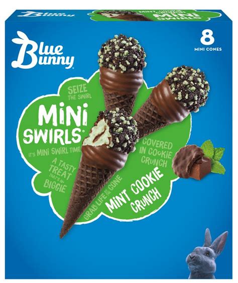 Blue Bunny Mini Swirls Mint Cookie Crunch Mini Ice Cream Cones 23 Fl