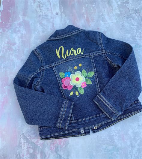 Girls Custom Denim Jacket With Embroidery Personalized Etsy Girls