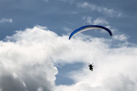 Paragliding In The Blue Cloudy Skies Stock Image Image Of Outdoor