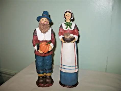 Thanksgivingharvest Pilgrim Couple Figurines 12” Tall Festive Fall