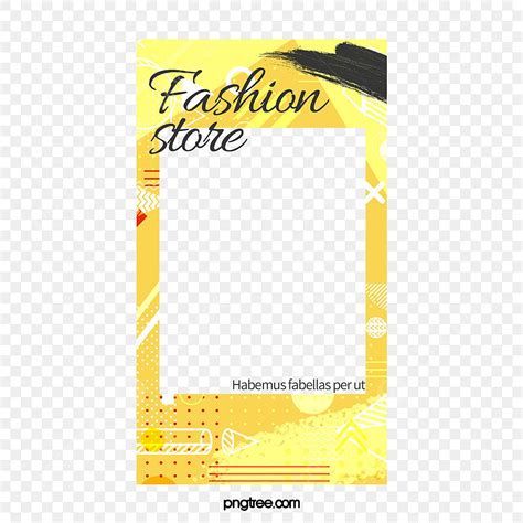 Yellow Memphis Ins Style Story Border Instagram Clipart Black And
