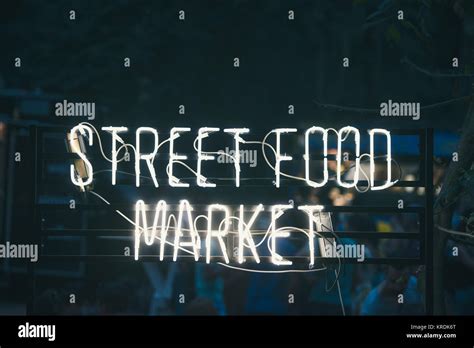 Street Food Market Sign Stock Photo Alamy